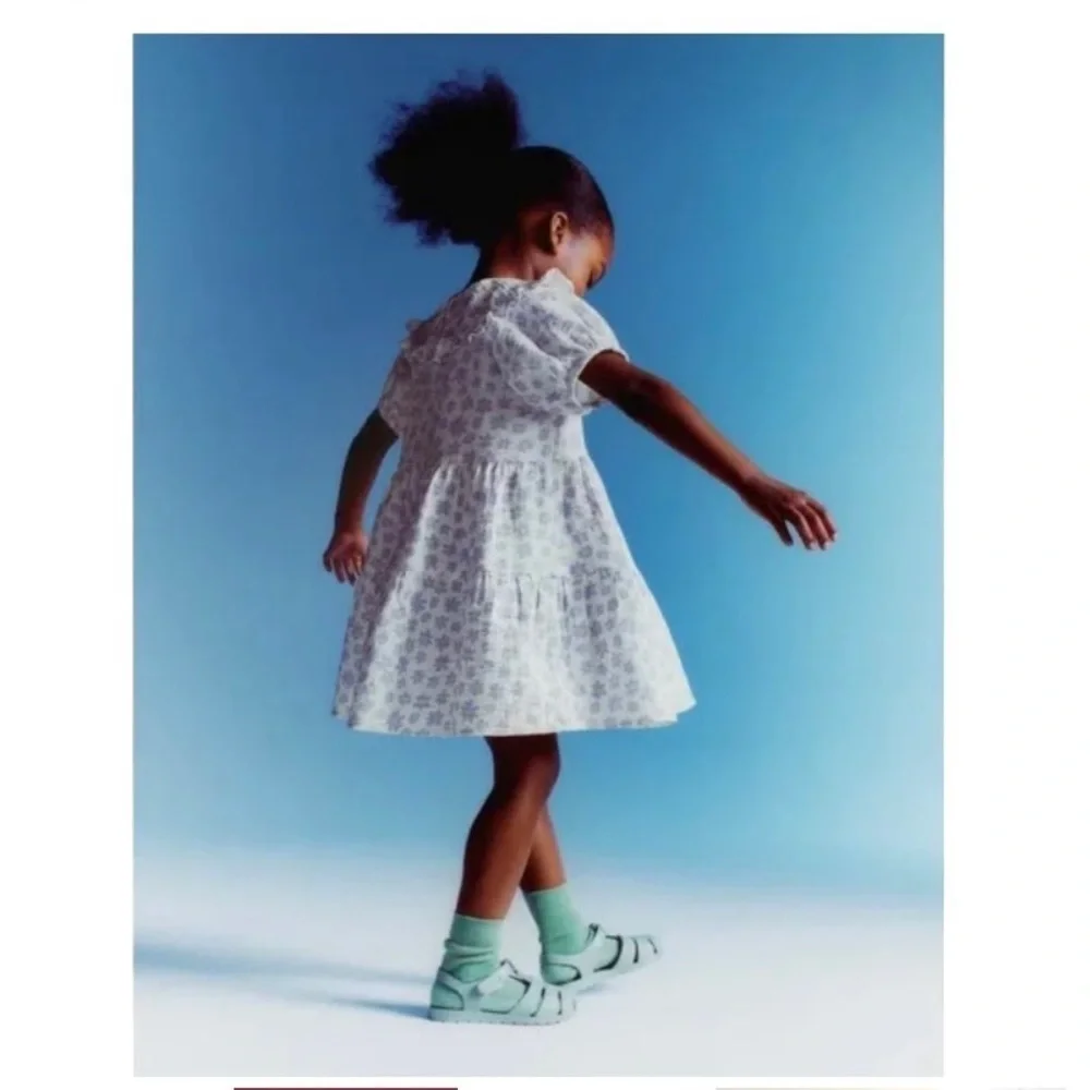 ZARA Floral Daisy Print Dress in White with Purple 2-3 Years New with Tags